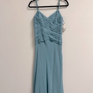 NWT Vintage Anne Klein 100% Silk‎ Elegant Blue Beaded Strap Cocktail Dress 2